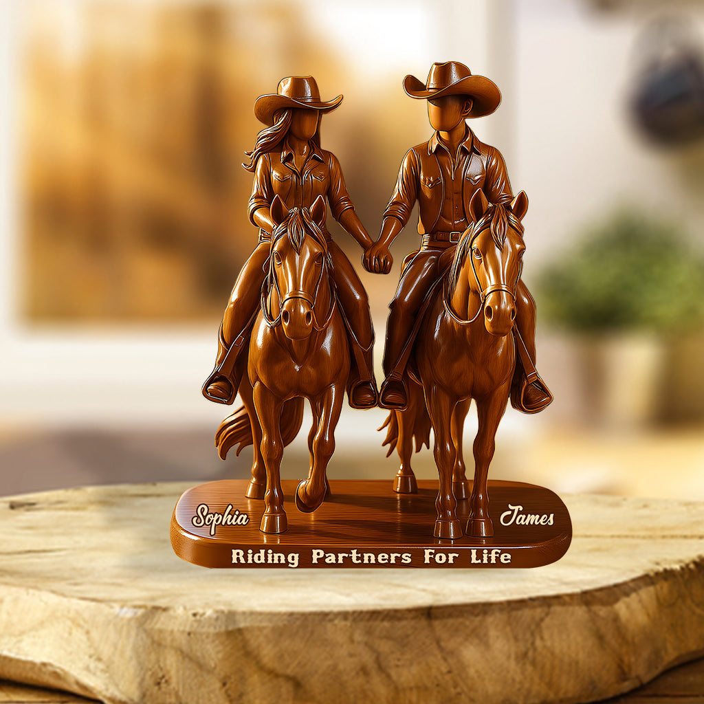Hitched for Life Cowboy & Cowgirl Gift- Personalized Cowgirl Custom Shaped Acrylic Plaque