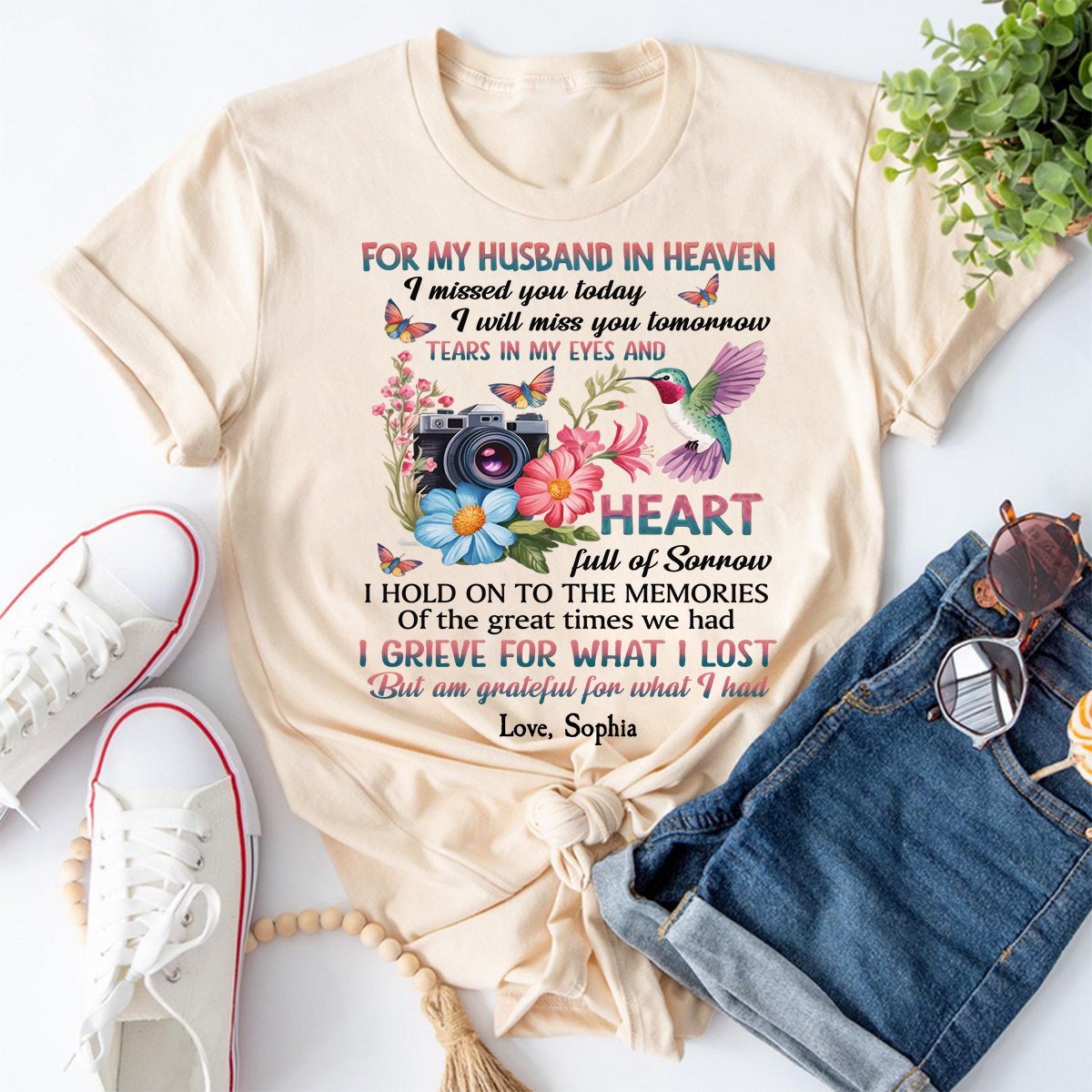 Missing You Every Day, Loving You Always - Memorial Personalized Pure Cotton T-Shirt