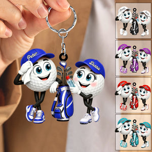 Golf Ball Couple Mascot Personalized Golf Ball Mascot Keychain Gift for Golf Lovers