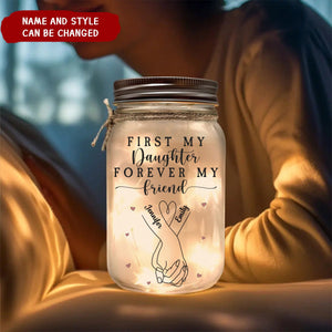 Personalized First My Mother Forever My Friend  Mason Jar Light