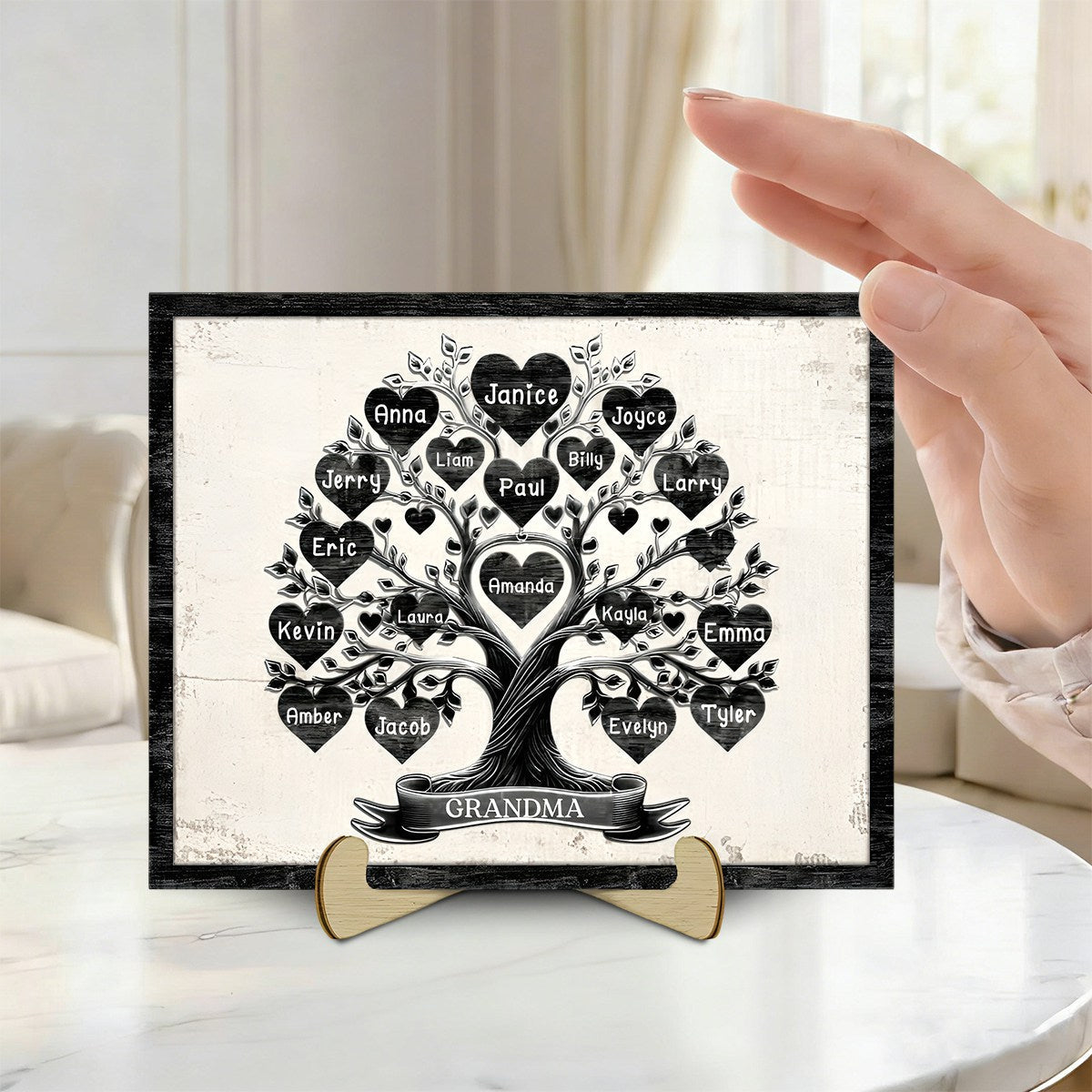 Grandma With Grandkids Tree Name - Personalized Wood Plaque - Gift For Parents Grandparents, Families, Children Grandchildren