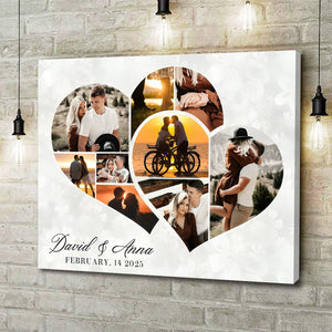 Two Hearts Entangled Photo Collage Canvas, Love Story Collage Gift, Personalized Anniversary Gift For Couples
