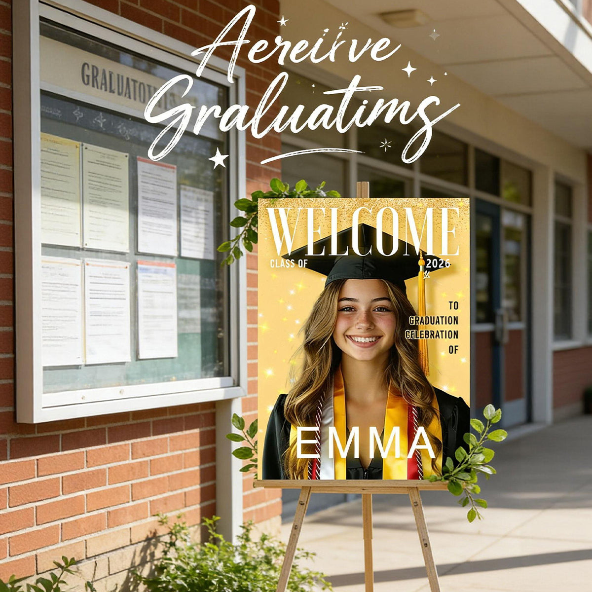 Custom Photo Graduation Welcome Sign - Personalized Magazine Canvas Graduation Gifts