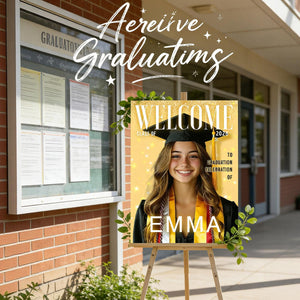 Custom Photo Graduation Welcome Sign - Personalized Magazine Canvas Graduation Gifts