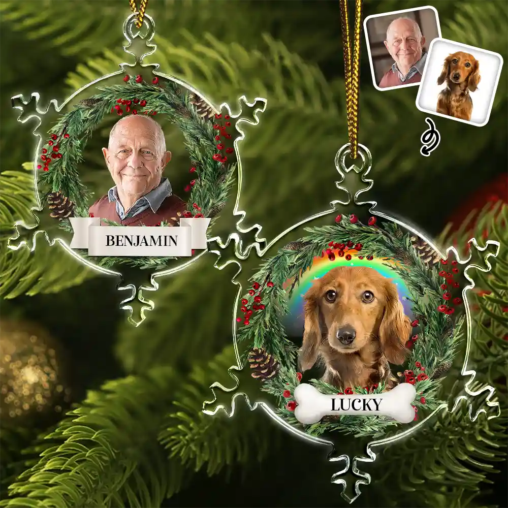 You Always In My Heart - Personalized Photo Snowflakes Shaped Glass Ornament