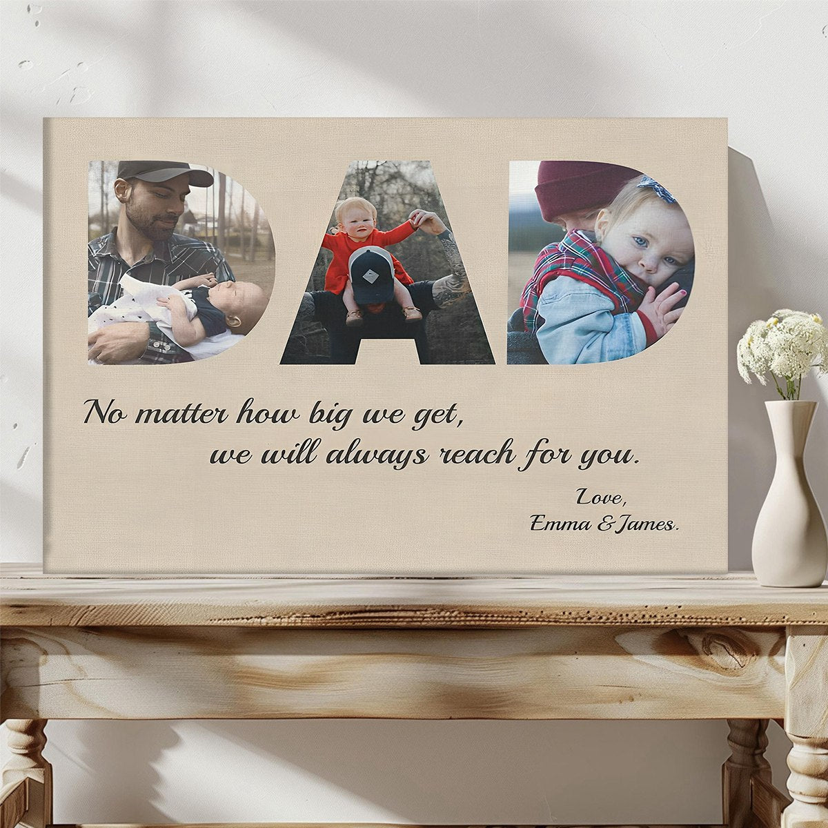 DAD Custom 3 Photo Canvas Gift-Father’s Day Gifts