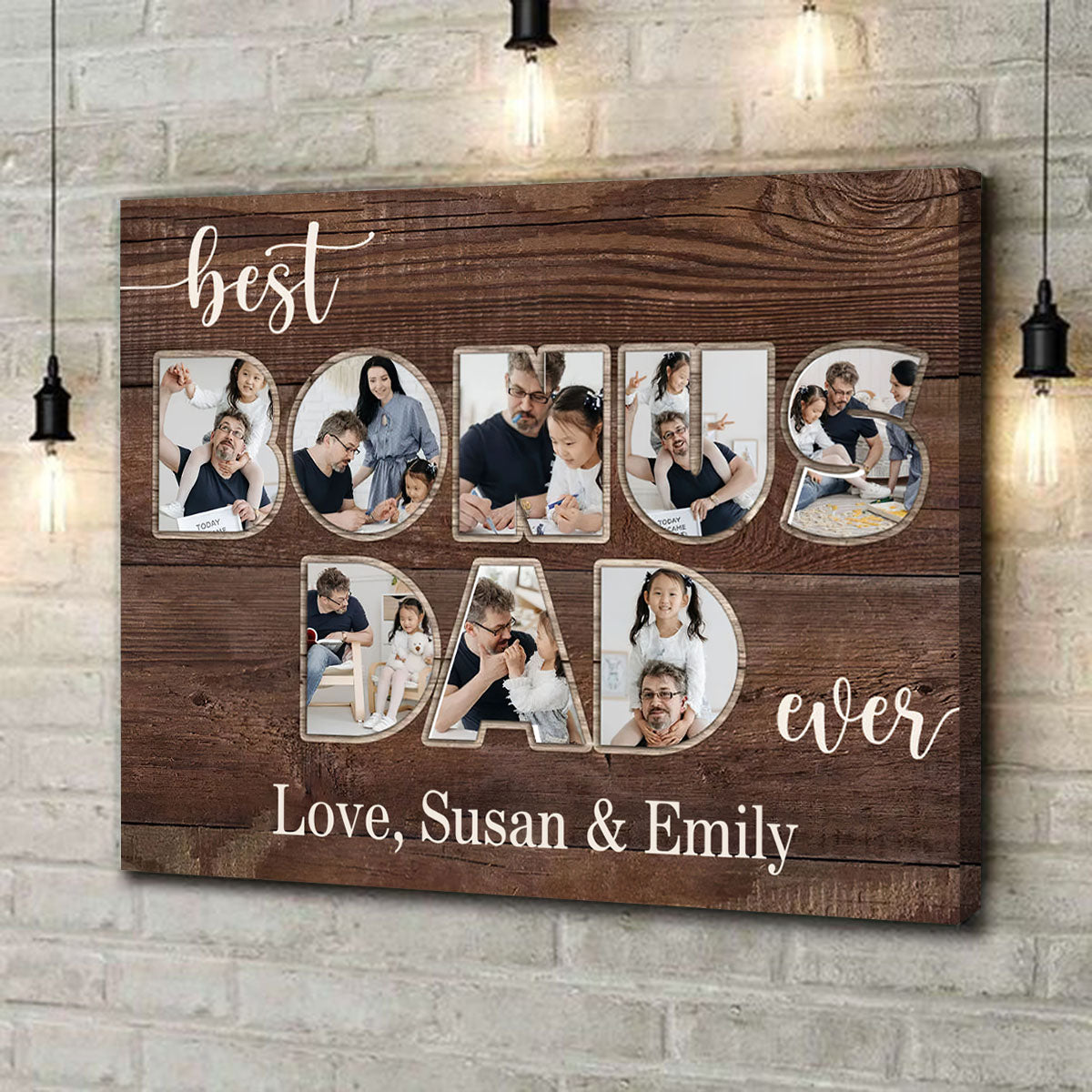 Bonus Dad Photo Collage Personalized Canvas Poster