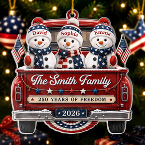"Driven By Love, United By Freedom" – Custom Acrylic Ornament | Personalized America 250th Christmas Gift For Mom, Dad, Brother, Sister