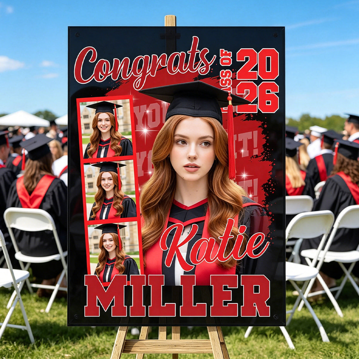 Congrats 2026 Graduation - Personalized Graduation Welcome Sign - Custom Celebration Canvas Poster