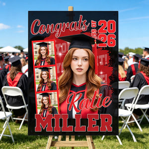 Congrats 2026 Graduation - Personalized Graduation Welcome Sign - Custom Celebration Canvas Poster