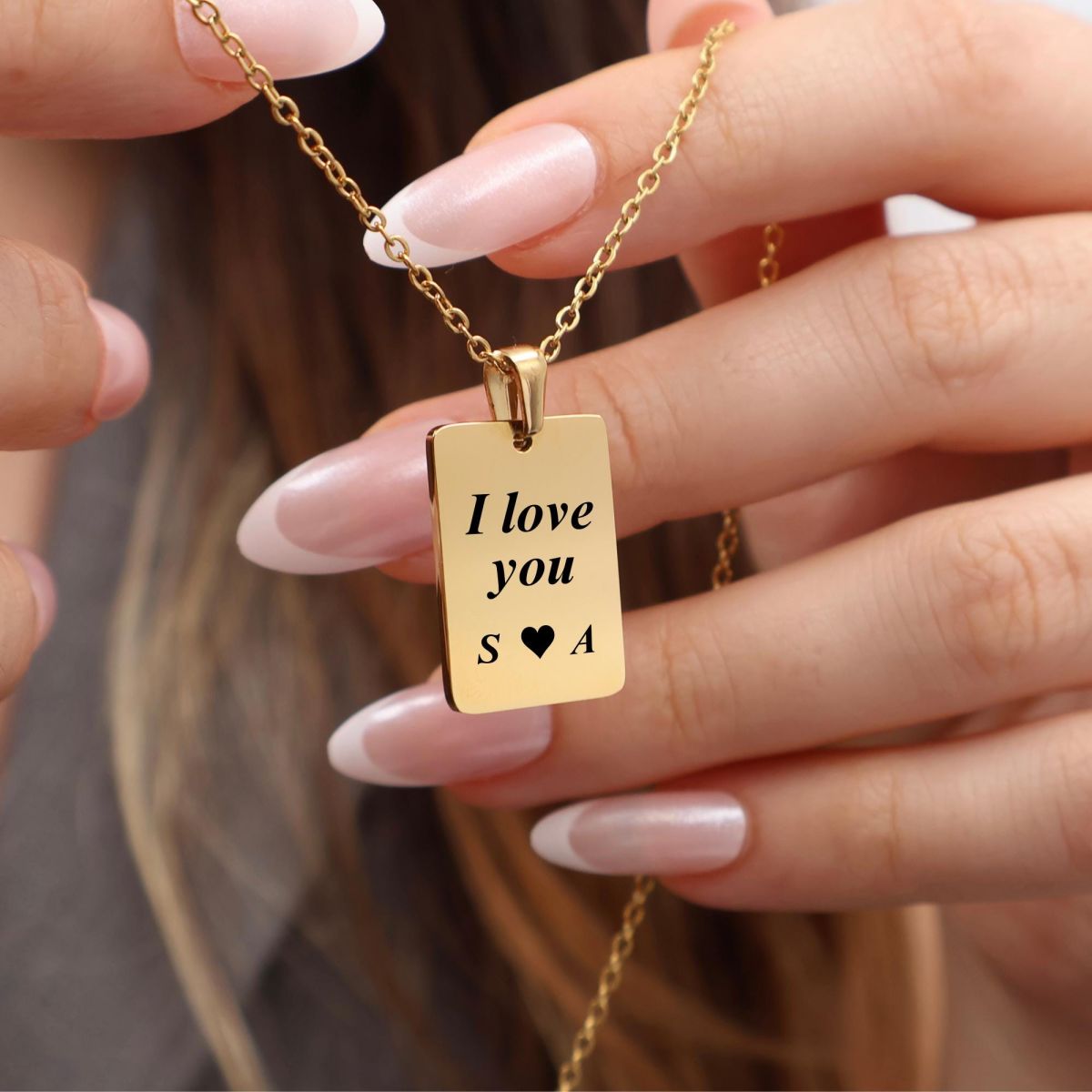 Personalized Couple Skull The Lovers Tarot Card Necklace