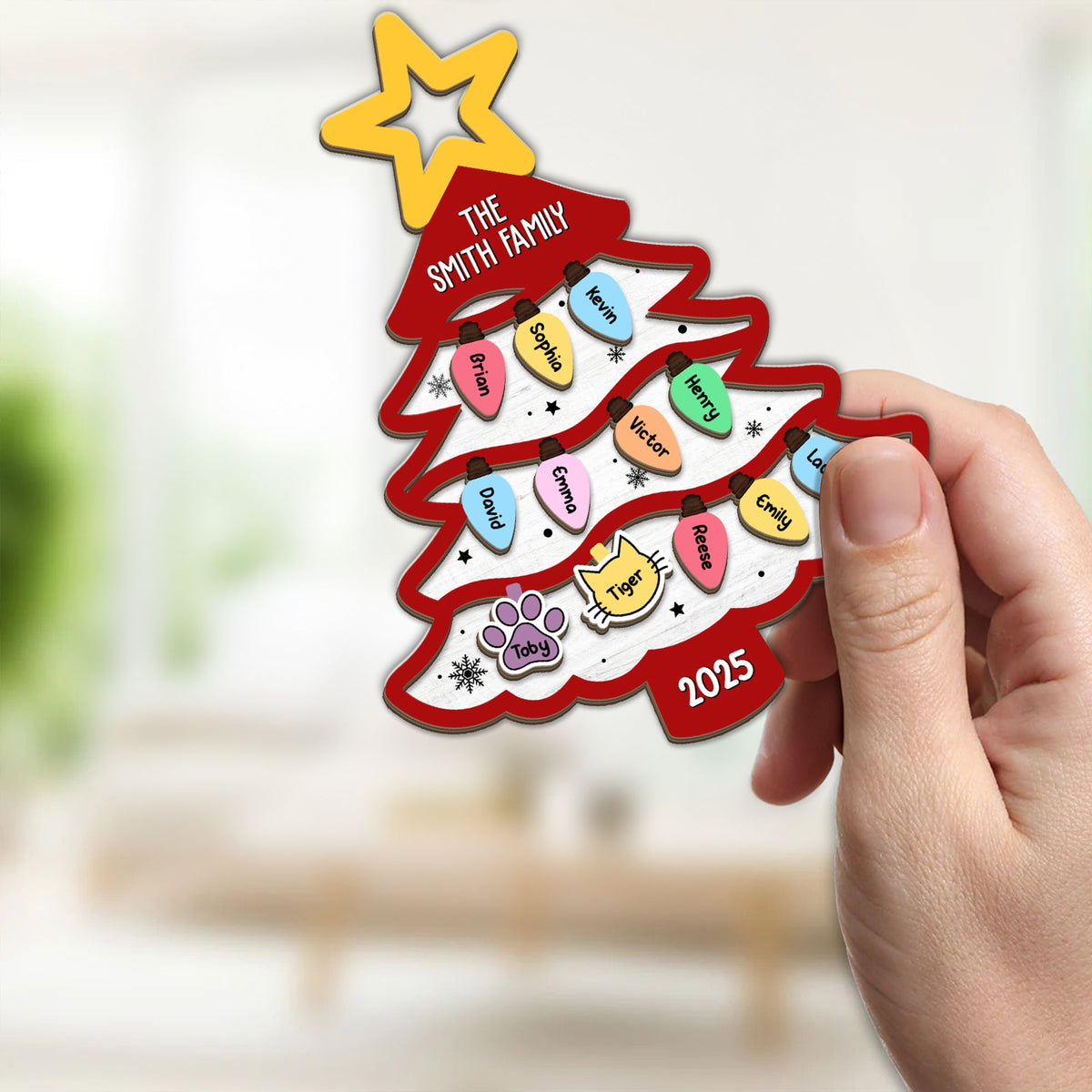 Family Tree Gift For Large Family With Pets - Personalized Acrylic Ornament