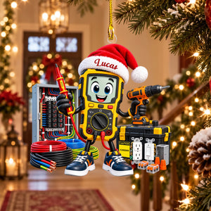 Personalized Electrician Christmas Ornament – Custom Name Keepsake | Gift for Electricians & Electrical Apprentices