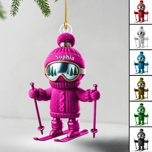 Custom Name Skiing Ornament Personalized Acrylic Ornament Christmas Gift for Skiing Lover
