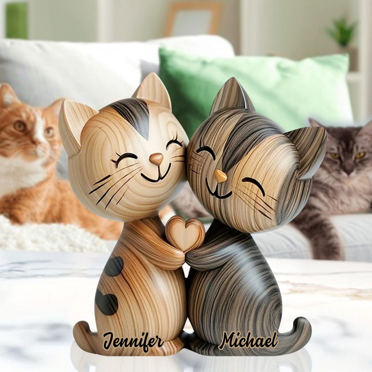 Personalized Cute Cat Couple  Custom Shaped Acrylic Plaque