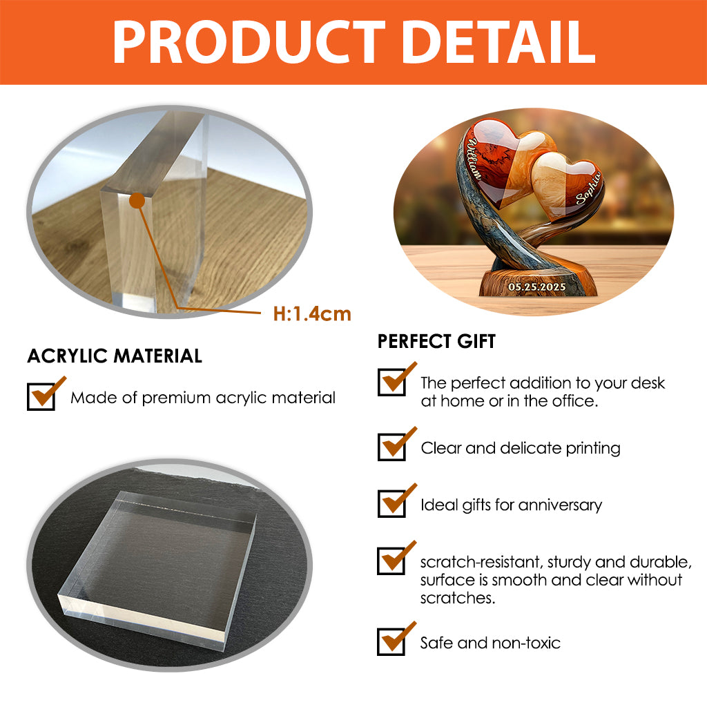 You And Me We Got This - Personalized Couple Heart to heart Shaped Acrylic Plaque