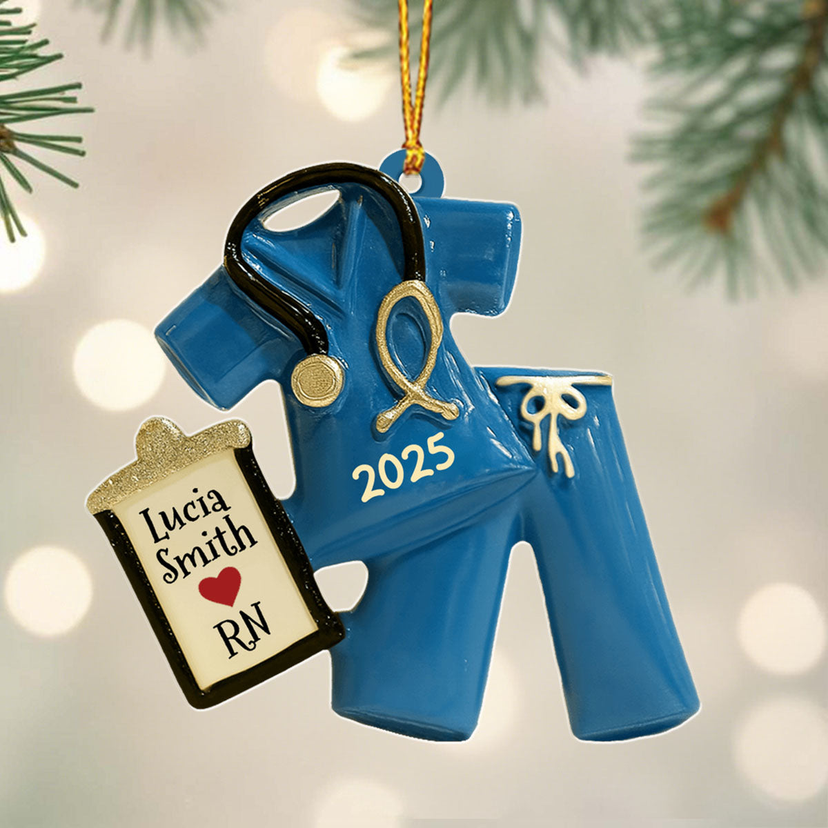 Celebrate Your Favorite Nurse With Scrubs And Badge Ornament, Personalized Acrylic Ornament, Gift For Nurses And Medical Professionals