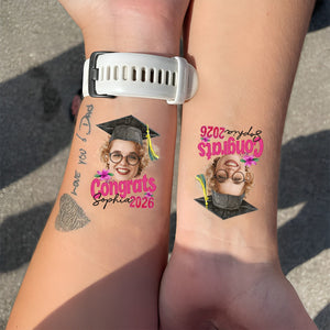 Congrats, Graduation Senior Tattoo Gift, Custom Temporary Tattoo, Personalized Tattoo, Fake Tattoo