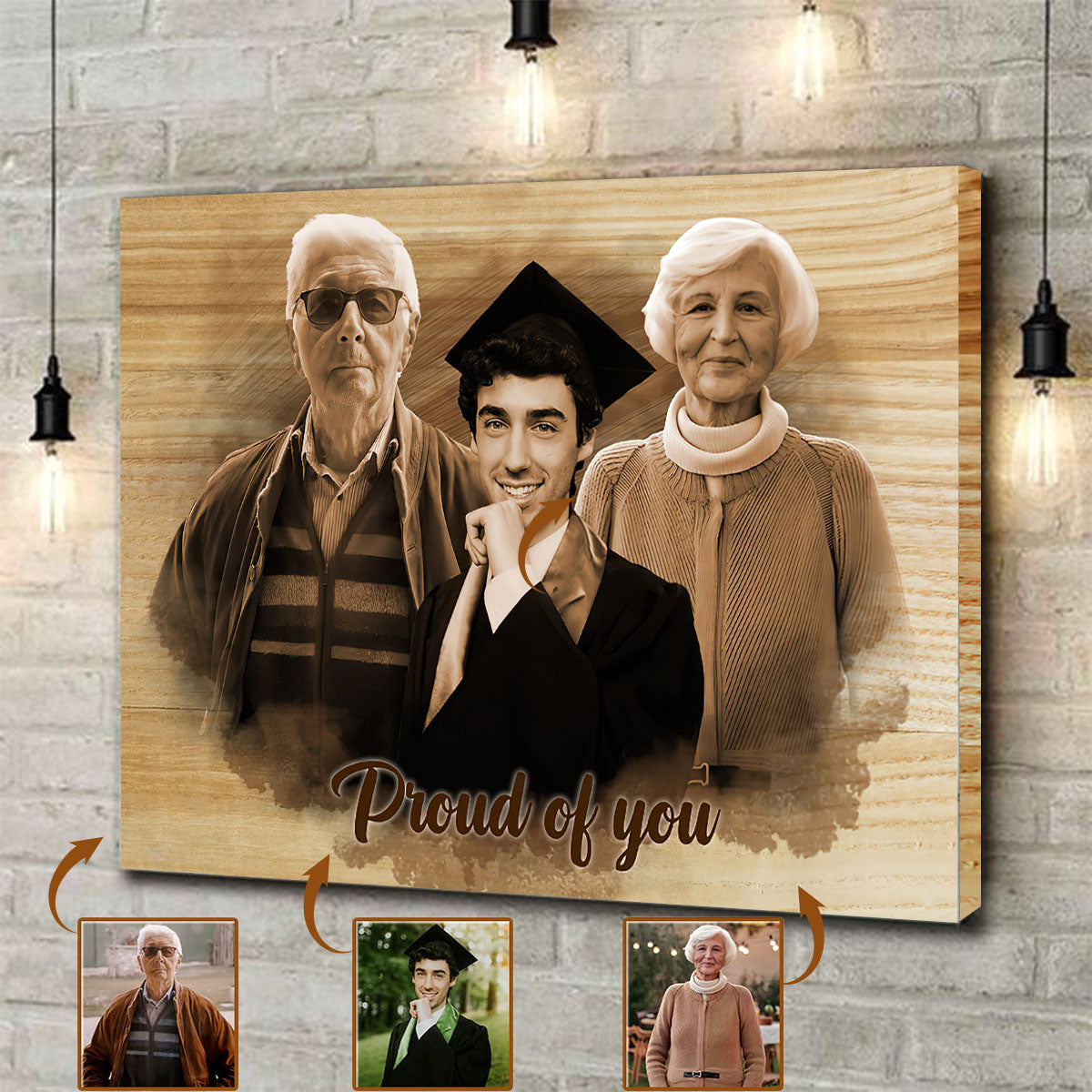 Graduation Memorial Gift – Personalized Canvas Wall Art Portrait for High School or University Graduate | Gift for Grandson, Granddaughter, or Loved One