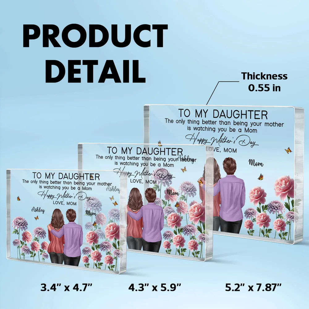 To My Daughter From Mom Happy Mother's Day Birth Flower Personalized Acrylic Block Plaque