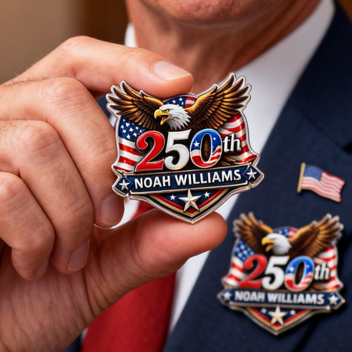 America 250th Anniversary 1776-2026 Eagle USA Semiquincentennial Patriotic Acrylic Pin