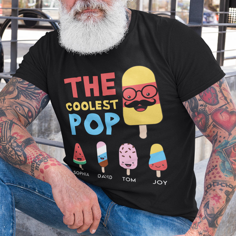 The Coolest Pop - Personalized Pure Cotton T Shirt Gift For Dad, Grandpa