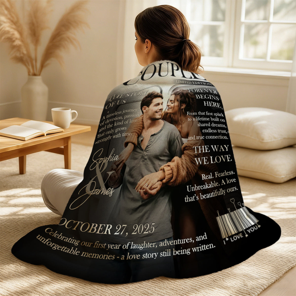 Personalized Couple Magazine Cover Blanket, Romantic Couple Gift, Wedding Gift
