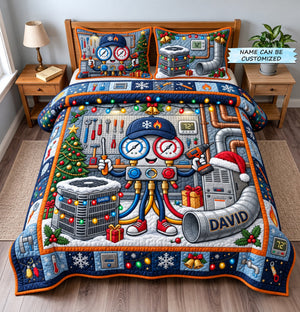Personalized HVAC Technician Flannel Blanket – Custom Name Cozy Gift For AC & Heating Professionals
