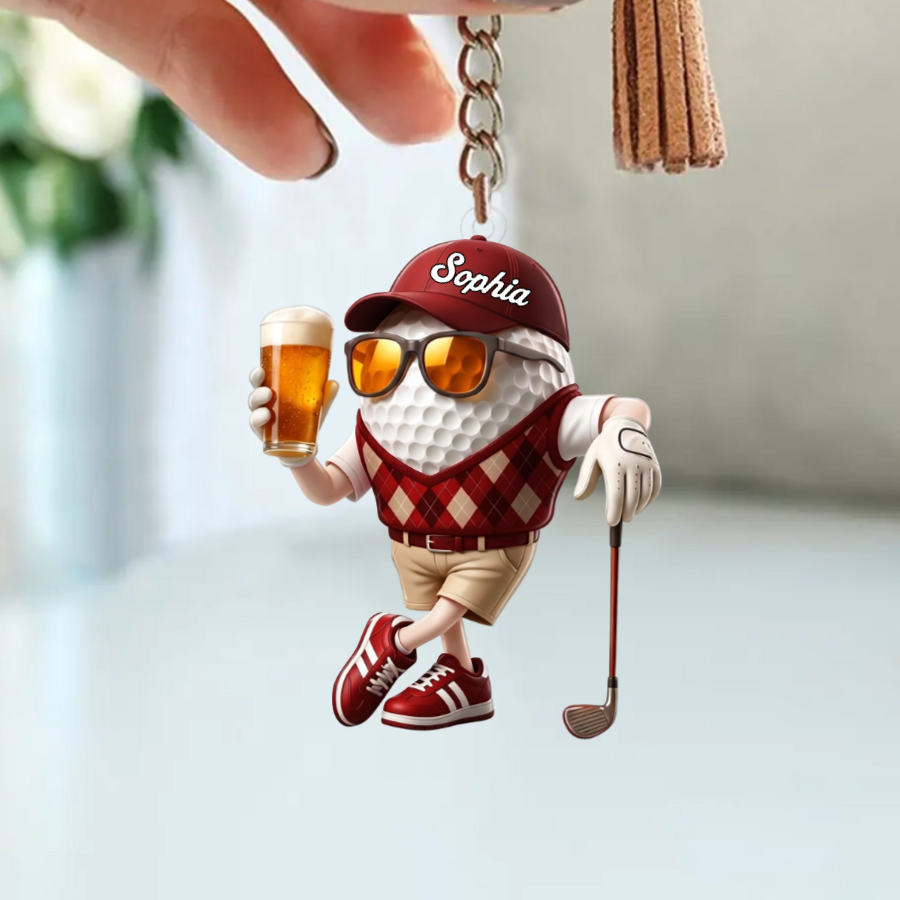 "Beer & Golf" – Personalized Keychain | A Fun Gift For Golf Lovers