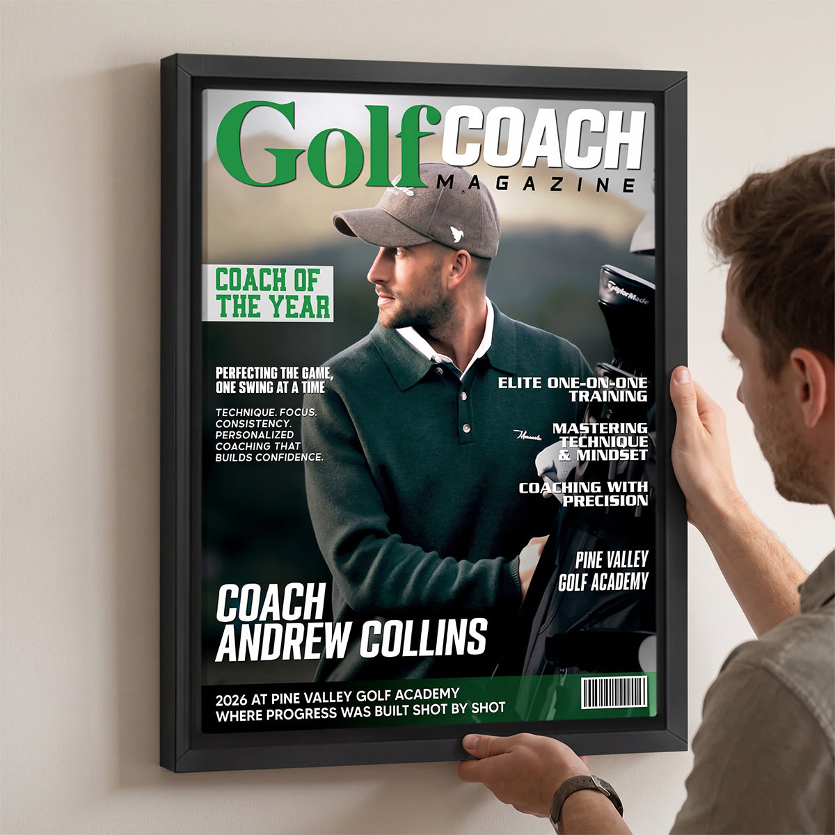 Golf Coach Magazine Cover, Thank You Coach Gift, Personalized Golf Coach Canvas, Golf Lover Gift, Golf Coach Gifts