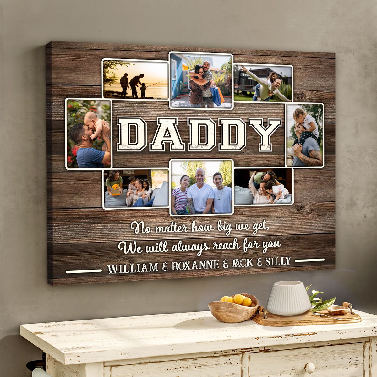 “Fatherhood in Frames” Custom Photo Collage Canvas Poster Gift for Father’s Day