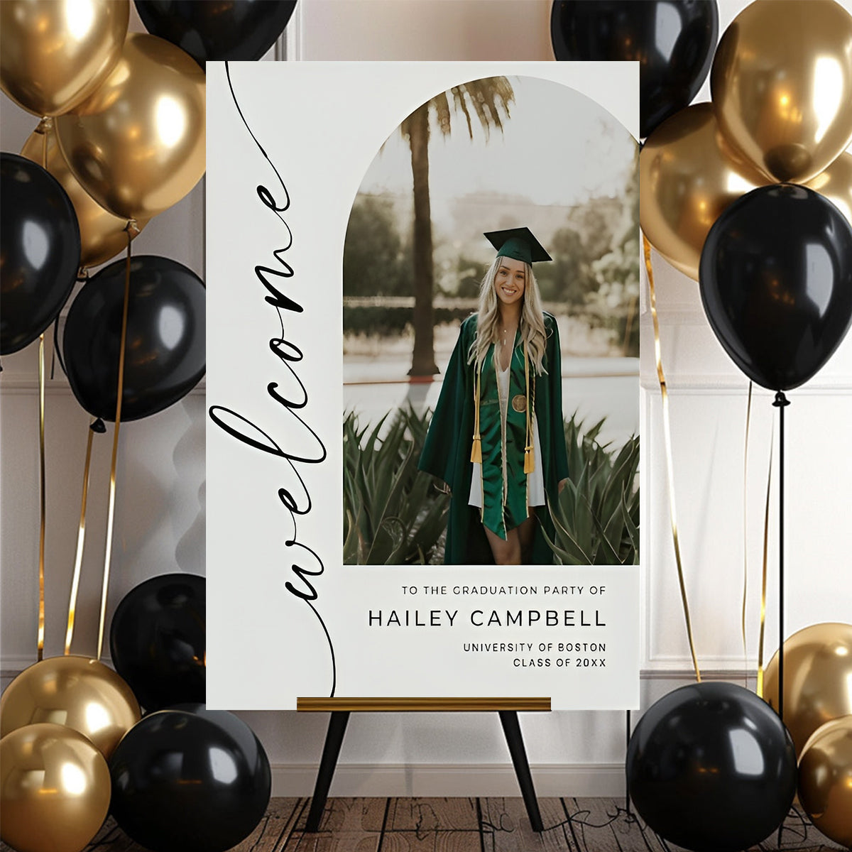 Personalized Graduation Welcome Sign, Custom Photo Grad Party Canvas Welcome Sign