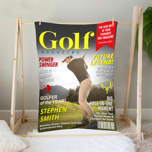 Personalized Custom Golf Magazine Cover Blanket, Golf Gift, Unique Gift for Golf Lovers, Gifts for Golf Coach