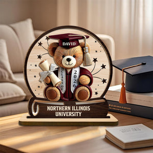 Celebrate Your Achievements Wooden Graduate Bear Personalized Plaque, Gift For Graduates