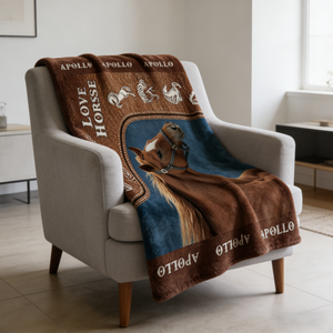 Upload Image Love Horse Blanket - Personalized Gift for Horse Lover