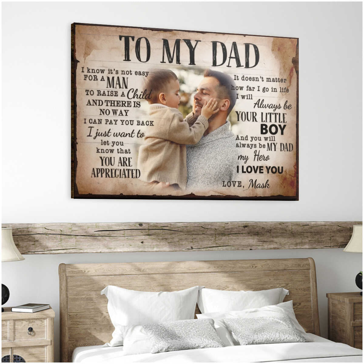 Personalized To My Dad Canvas Poster, Custom Photo And Name,Father's Day Gift For Dad
