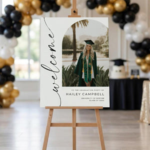 Personalized Graduation Welcome Sign, Custom Photo Grad Party Canvas Welcome Sign