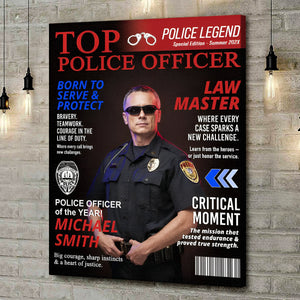 Personalized Police Officer Magazine Cover, Police Appreciation Gift, Unique Cop Gift Idea, Police Officer Gifts, Custom Police Retirement or Promotion Gift
