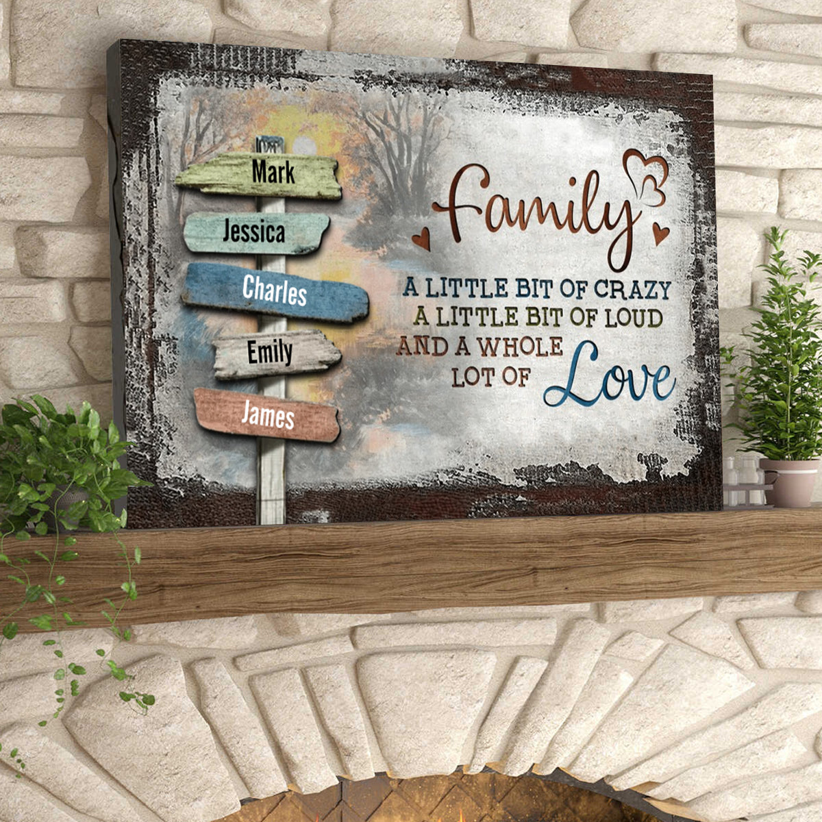 Our Crazy Loud Love - Personalized Family Vintage Sunset Canvas Poster