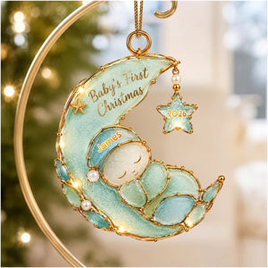 Sleeping Baby Sea Glass Personalized Baby’s First Christmas Ornament