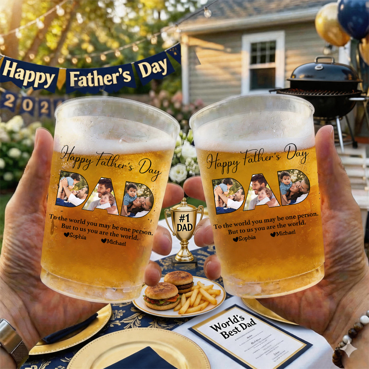 Father - To Me You Are The World - Personalized Party Cups
