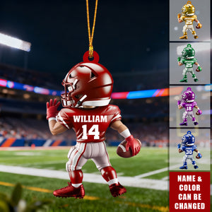 Personalized American Football Christmas Ornament: Custom Player Uniform Acrylic Ornament