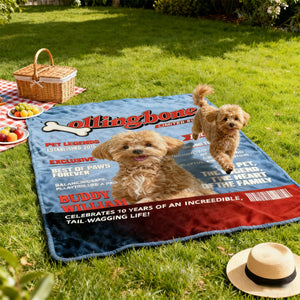 Pet Magazine Cover Blanket, Personalized Dog Lover Gift