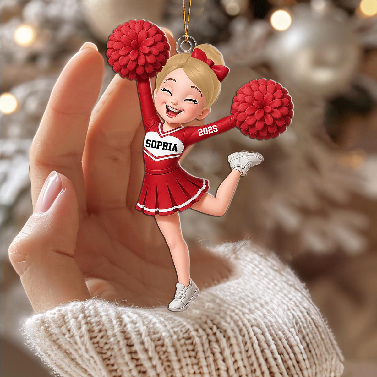 Personalized Cheerleader Girl  Acrylic Ornament, Christmas Gift for Daughter, for Granddaughter