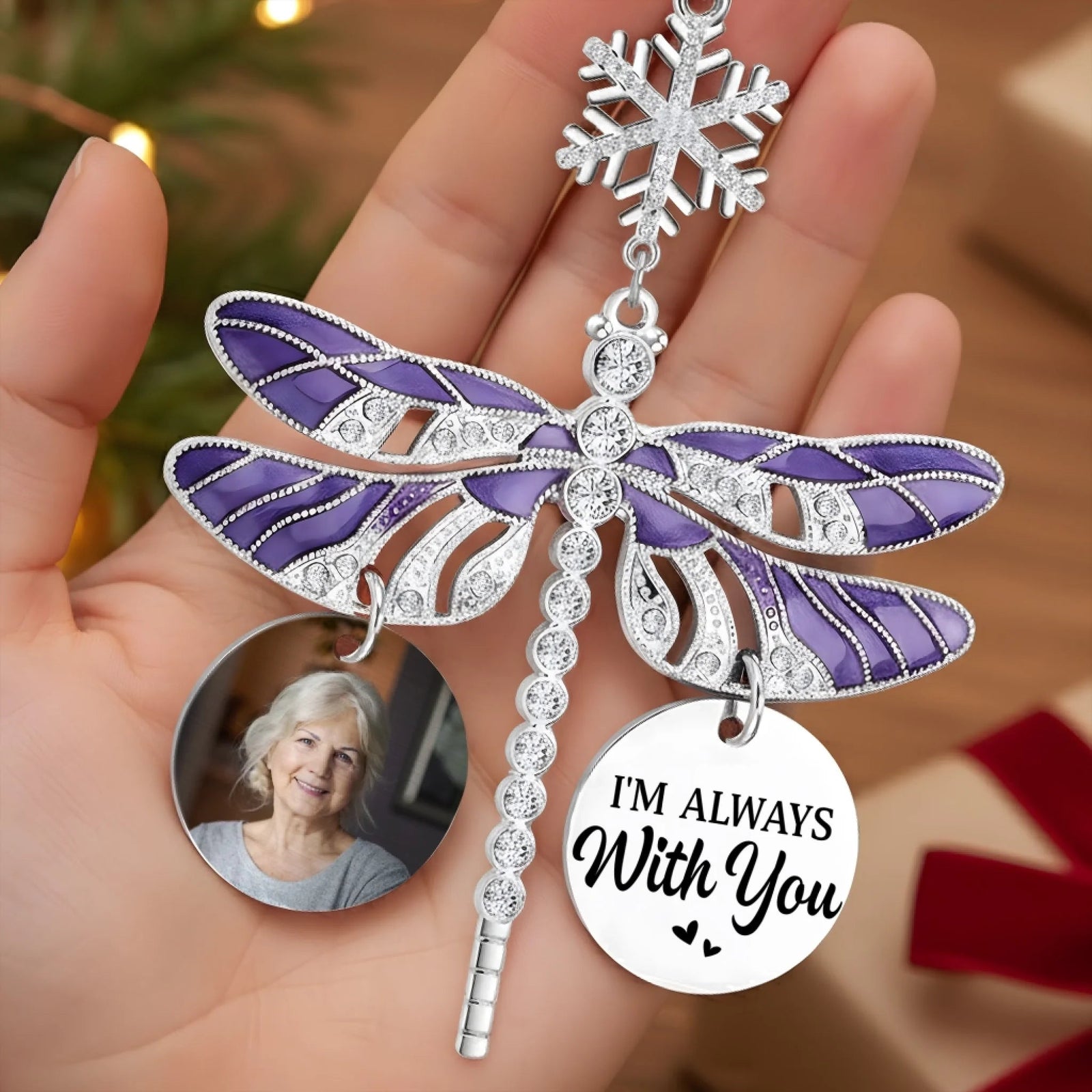 Custom Photo Dragonfly Memorial Ornament - Personalized Memorial Sympathy Gifts For Loss Of Mom, Dad - A Heart Remembered Through Time