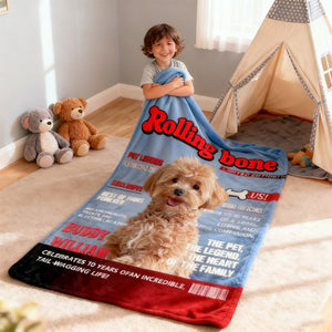 Pet Magazine Cover Blanket, Personalized Dog Lover Gift