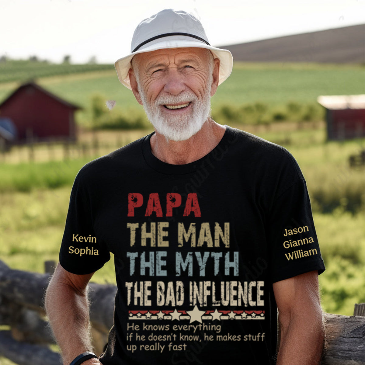 Personalized Dad Papa Grandpa Shirt, Custom Papa Legend Influence T-Shirt, Custom Birthday Fathers Day Gift