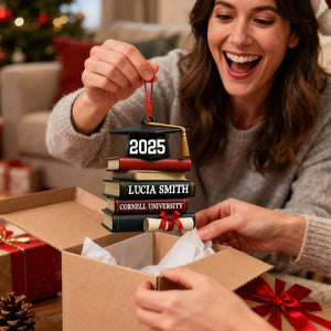 Celebrating Academic Excellence Books And Diploma Personalized Acrylic Ornament