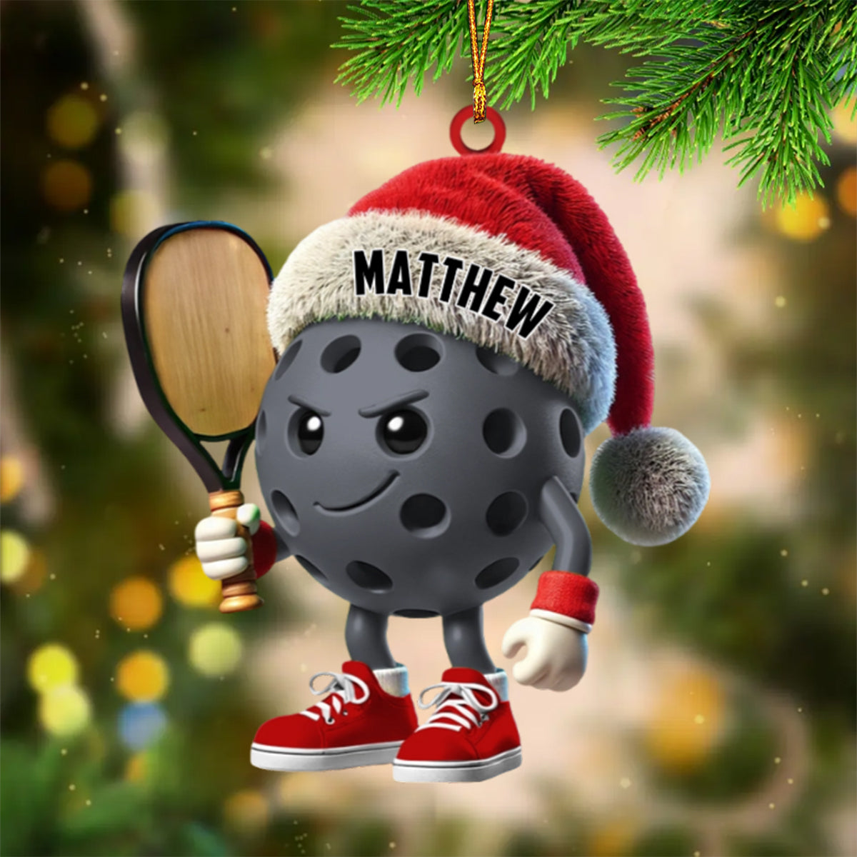 Custom Name Pickle Ball Ornament, Christmas Gift Decoration