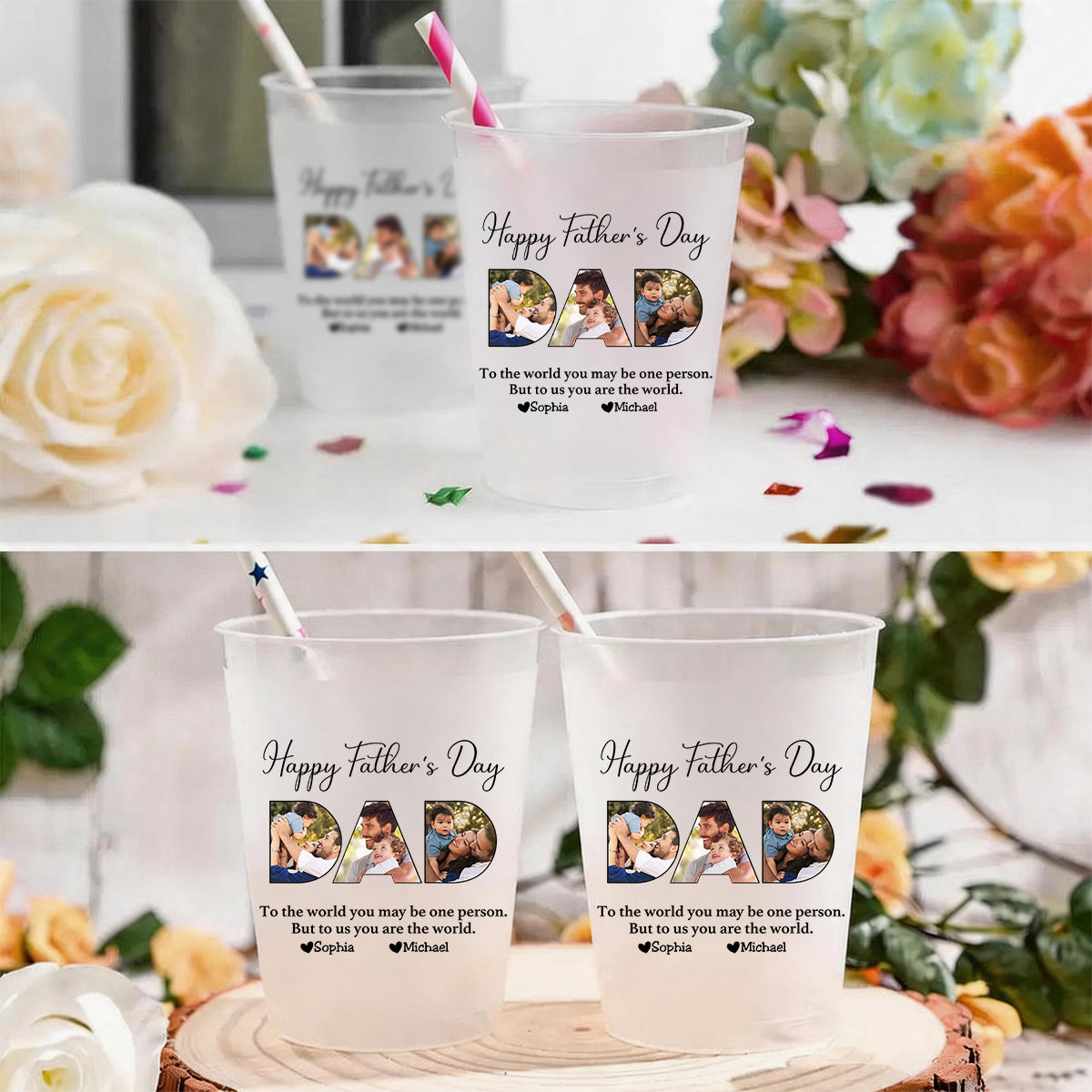 Father - To Me You Are The World - Personalized Party Cups
